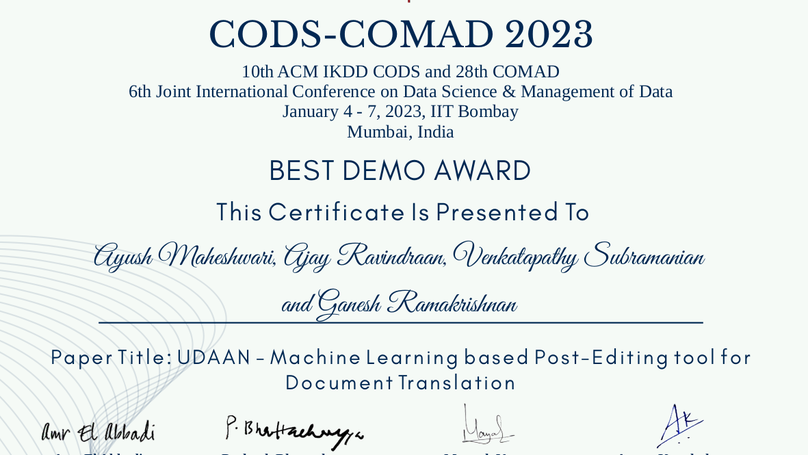 UDAAN - Machine Learning based Post-Editing tool for Document Translation